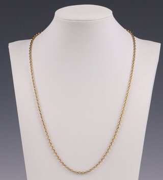A yellow gold, testing as 14ct, belcher link chain, 19.5cm, 6.2 grams