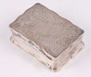 A Victorian style rectangular Sterling silver pill box with hinged lid, 46 grams 