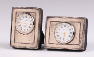 Kitney & Co., 2 quartz battery timepieces contained in a silver easel frames London 1995 and 1996 7cm x 5cm 