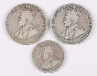 Three George V sterling silver coins for British Honduras, various dates. Grade F-VF. KM17