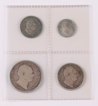 An 1835 set of four sterling silver coins for Demerary and Essequibo (now Guyana). Grade F-VF. KM16-19