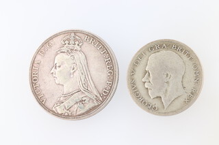 A Victorian 1889 half crown, together with a George V 1921 half crown 