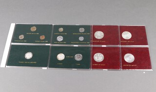 A collection of various sealed 1980s commemorative proof sets for World Food Day and United Nations Food and Agriculture Organisation (FAO) to include some .925 silver - Mauritius 10 rupees,  Gambia 20 dalasi, Maldives 100 Rufiyaa, Butan 50 Ngultrum each 28.28g and a Turkish 1500 lira 16g ( total .925 128.12g ). Together with other cupronickel and brass commemoratives