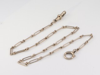 A 9ct white gold dress watch chain, 34cm, 5.8 grams 