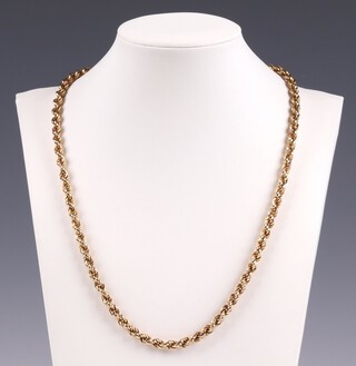 A 14ct yellow gold, marked 585, hollow spiral link necklace, 19cm,  11.8 grams 