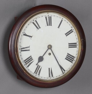 A Coventry Astral fusee wall clock with 29cm painted dial, Roman numerals, the 10.5cm back plate marked Coventry Astral 21607 complete with pendulum and key 