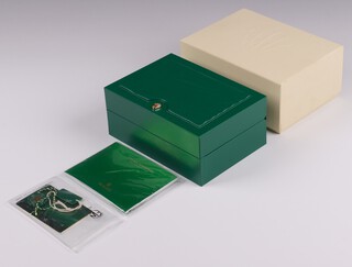 Rolex, a green wristwatch box (box only) complete with outer case