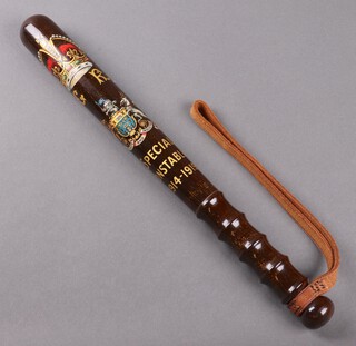 A George V Salford Special Constabulary presentation truncheon with crowned Royal Cypher and town arms, marked Special Constabulary 1914-1919 