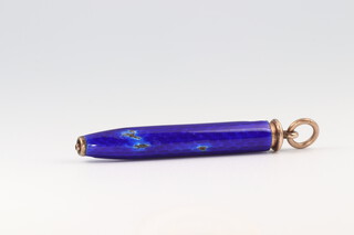A marked 9ct and blue enamelled propelling pencil (enamel damaged), gross weight 8.23 