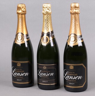 Three 75cl bottles of Lanson Black Label brut Champagne (with varying labels) 