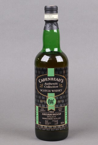 A 70cl bottle of specially selected by William Cadenhead Ltd 1982 aged 17 years Mannochmore malt Scotch Whisky, matured in a sherrywood cask, bottled in 2000, 66.6% vol cask strength, from the Cadenhead's Authentic Collection 