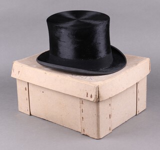 Henry Heath, a black top hat with cardboard box, size 7 1/2