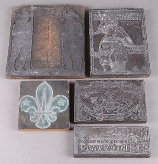 Of Scouting interest, 2 printing plates - The 1st North London Troop Magazine 20cm x 15cm and 7cm x 18cm and 3 others  
