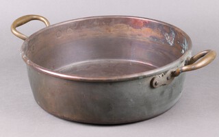 A 19th Century copper twin handled preserve pan 37cm diam.  