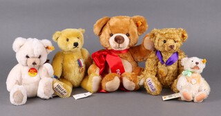 A Steiff Help For Heroes bear no.46 with certificate and bag, a Steiff 2002 Golden Jubilee bear with medal, Steiff Patsy Bear no.012457, a Steiff Zooty Bear 02967 and 1 other no.662652 