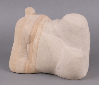 After Henry Moore, an abstract carved stone figure of a naked reclining lady, unsigned 19cm h x 28cm w x 14cm d 