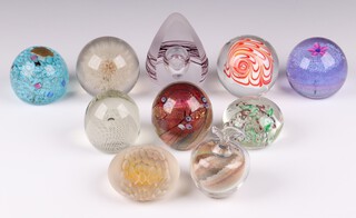 A Jonathan Harris Studio Glass paperweight, inscribed Jonathan Harris Ironbridge England 7cm, a Venetian paperweight Made by Alfredo Barbini, Caithness Prince and The Pea no.112/350, paperweight etched PATR, a Hafod Garden 2024, Alum Bay glass paperweight in the form of an apple, Svaja paperweight marked Ray and 3 other unmarked paperweights
