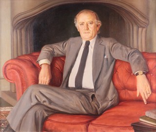 **Ernest Waldron West (British, 1904-1994), Portrait of R.J. Tompkins, 20th century oil on canvas, signed recto, titled and dated 1978 verso, 62cm x 75cm, within a gilt frame. **Please note Artists Resale Rights may be payable on this lot	