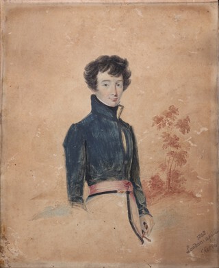 Alfred Herve (c.1812-1879), Portrait of a Gentleman, watercolour, signed and dated 1828, 23cm x 19cm, within a maple frame.