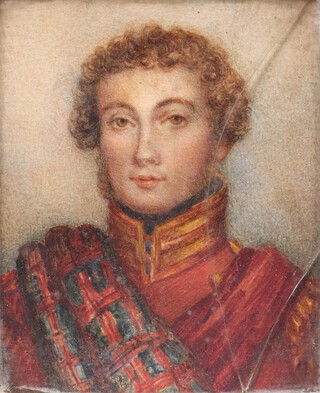 British School, Miniature Portrait of William Hyde in Army Uniform, 19th century watercolour on ivory, titled verso, 10.5cm x 8.5cm, within a metal frame.