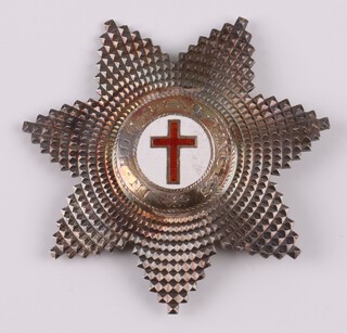 Masonic, an Edwardian silver gilt and enamelled Knights Templar Knights breast jewel, Birmingham 1907, by Horace George Croneen 6cm, 31.1 grams  