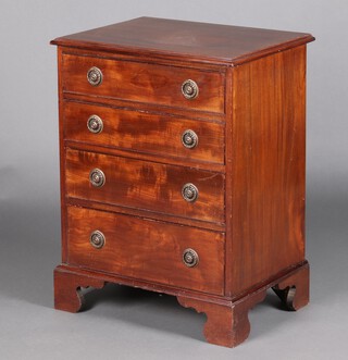 A 19th Century mahogany chest of 4 drawers with ring drop handles, raised on bracket feet 76cm h x 57cm w x 43cm d 