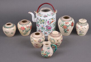A 20th Century Canton teapot 17cm h (no lid) together with a Japanese Satsuma jug 9cm h and 6 assorted Japanese ginger jars