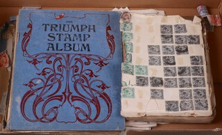 A Triumph album of various World stamps including Germany, France, Denmark, another album of used world stamps including Malaysia, George V and later