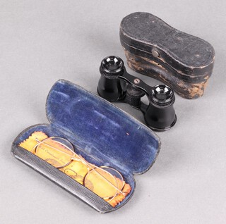 A pair of vintage spectacles (cased) together with a pair of opera glasses (cased)