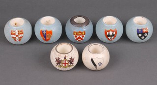 A silver mounted Carltonware match striker decorated a coat of arms 6cm together with 6 others (2 cracked) (7)