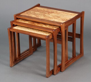 A nest of three rectangular mahogany interfitting coffee tables 49cm h x 56cm w x 44cm d