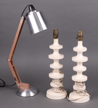 Mac-Lamp, No 8 by Terence Conran for Habitat 49cm h together with two white turned table lamps 36cmh