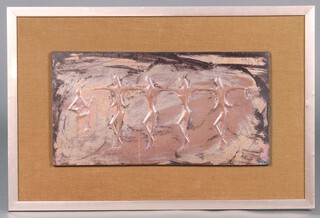 Mid-Century, a rectangular embossed copper plaque Ballet Dancers, 30cm x 57cm