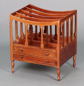 A Georgian style hardwood 4 section Canterbury, the base fitted 2 drawers 54cm h x 47cm w x 37cm d 