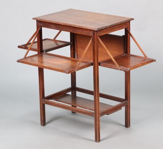 An Edwardian rectangular walnut tea table with 4 flaps (1af) 73h x 53w x 37d