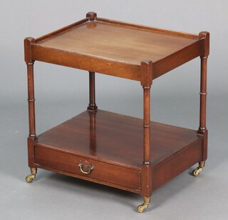 A Victorian style mahogany 2 tier what not, the base fitted a drawer 52cm h x 48cm w x 39cm d 