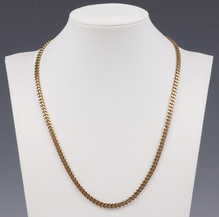 A 9ct yellow gold  flat link chain, stamped 375 , 46cm, 20 grams 