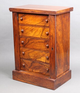 A Victorian walnut table top Wellington chest of 5 drawers with turned handles, raised on a platform base 50cm h x 36cm w x 22cm d 