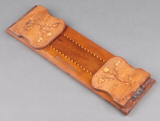 A Killarney inlaid yew bookend, decorated flowers and marked Killarney Lakes 12cm x 39cm x 11cm 