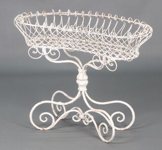 A Victorian white painted rectangular wire work planter 61cm h x 77cm w x 31cm d 