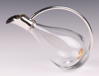 An Asprey and Garrard glass and silver mounted claret jug decanter, London 1999, 27cm, boxed 
