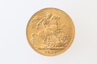 An Edward VII 1911 gold sovereign