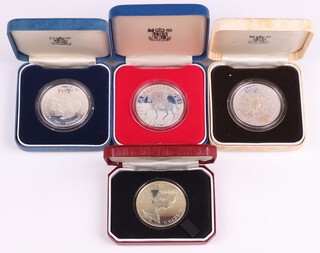 Four commemorative silver proof crowns, all cased, to include Queen Mother's 80th birthday by The Royal Mint, Queen Elizabeths Bi-centenary year 1976 by Pobjoy Mint, Marriage of Prince Charles and Lady Diana 1981 by The Royal Mint and Queen's Silver Jubilee by The Royal Mint, 122 grams 