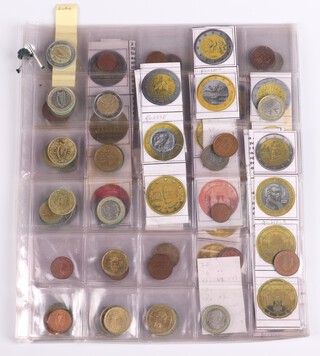 A collection of Euro coins from several countries. Grade F-VF.