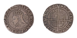 An Elizabeth I silver sixpence 1593 26mm, 2.6 gram 