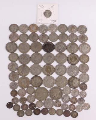 A collection of pre-1947 silver coinage, 454 grams 