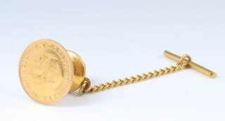 A George V 1922 half sovereign mounted as a tie pin