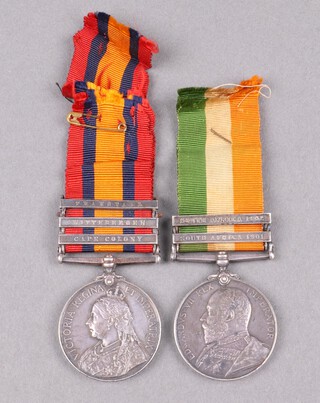 A pair of medals comprising Queens South Africa 1899-1901 with 3 bars - Cape Colony, Wittenbergen and Transvaal and Kings South Africa medal 1902 with 2 bars - 1901, 1902, to 20692 Corporal H Truman Royal Engineers 