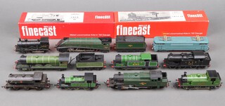A Triang O gauge tank engine R59, Hornby tank engine R252, Mainline tank engine, an Airfix British Railways black tank engine, 3 other tank engines, diesel double headed locomotive and tender, etc
