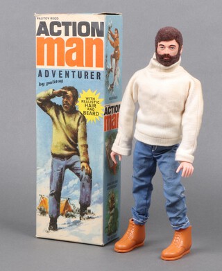 Palitoy Action Man, a boxed Action Man Adventurer cat 34012 together with a Red Devil Parachutist oufit set boxed cat 34121 (missing parachute)